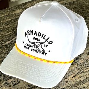 Armadillo Hat Company, White Trucker Hat. OSFA